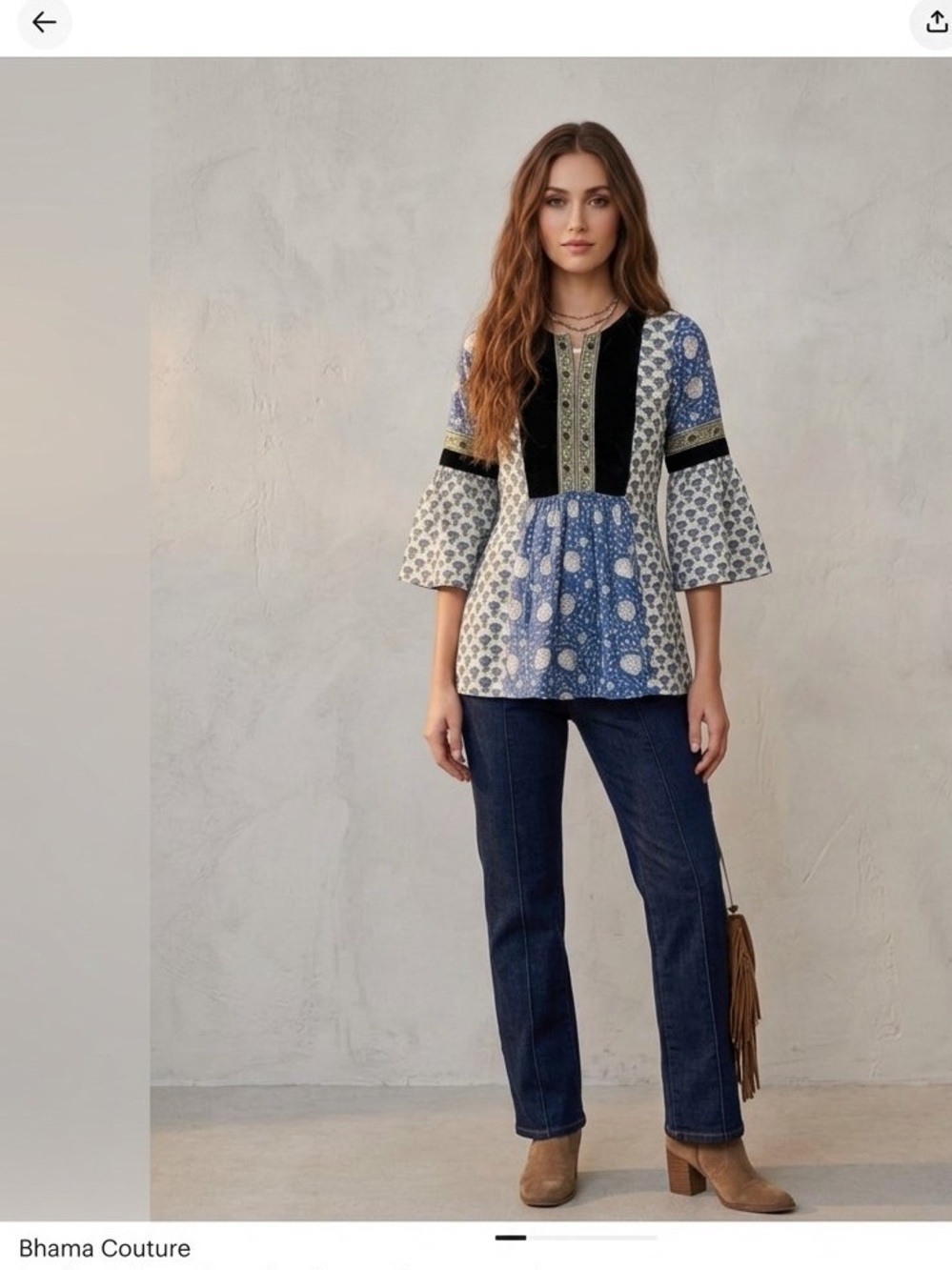 Mixed  print bohemian tunic top